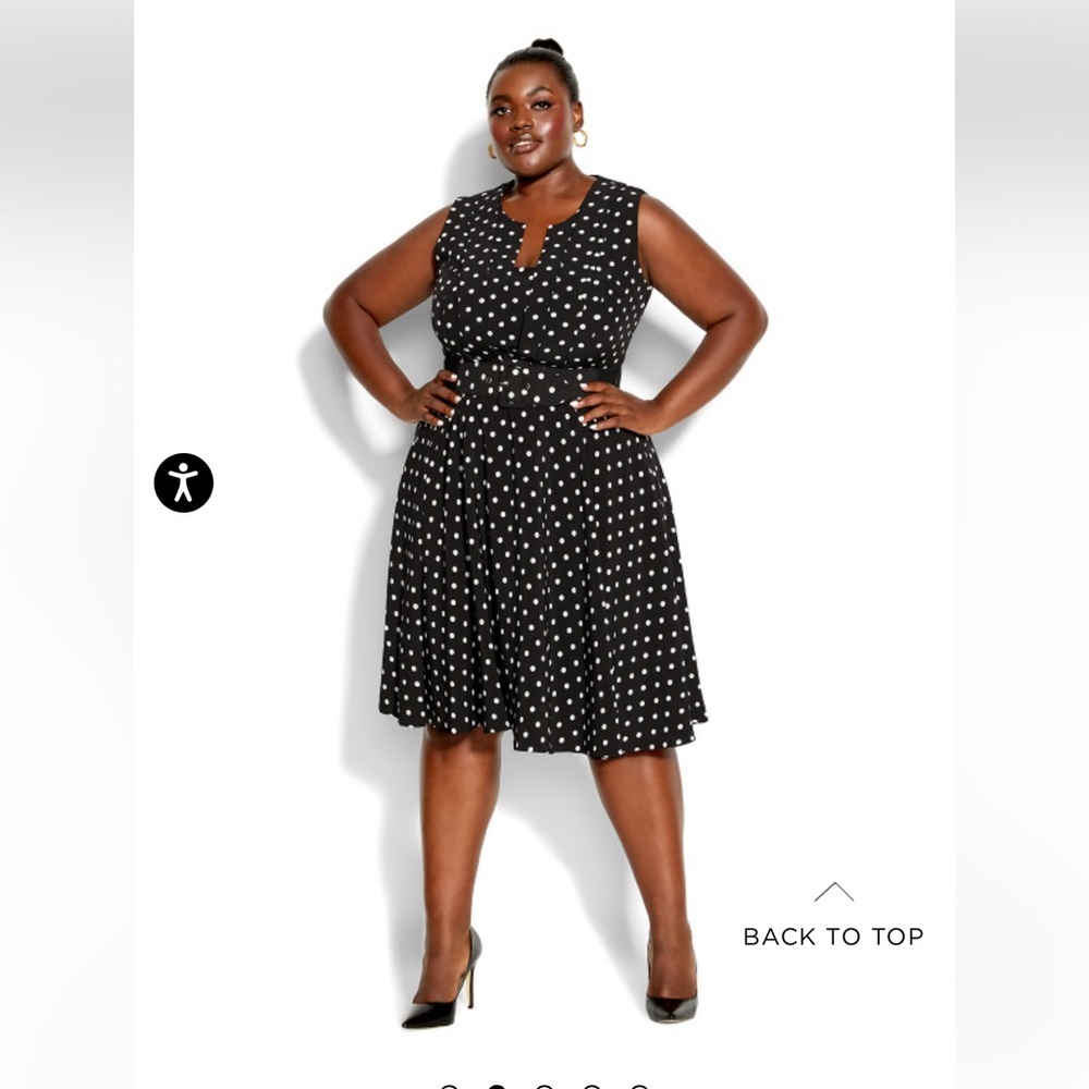 NWT City Chic Vintage Spot Midi Black/White Polka Dot Dress Size 16